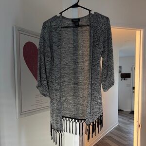 Papillon Blanc Gray and Black Cardigan Sweater